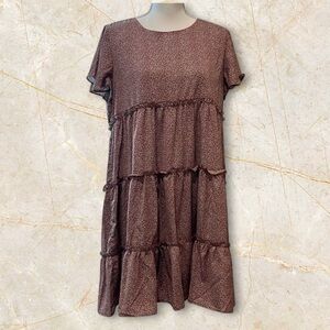 NWT $50‎ boutique dress WISHLIST APPAREL Large Tiered Animal Print Lined Comfy